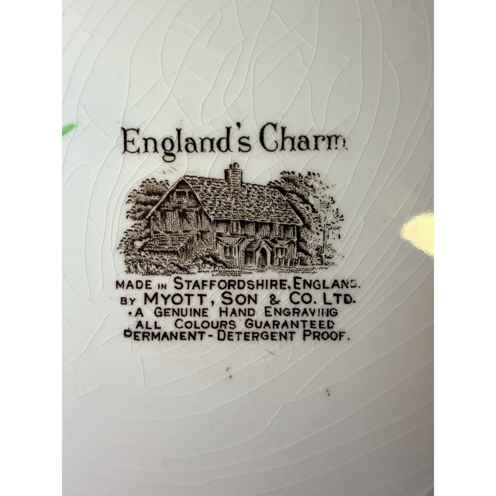 Myott England's Charm Porcelain Square Cake Plate Hand Engraving 11.5" EUC - Picture 4 of 4